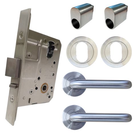 '60mm' Round Rose Mortice Lock KIT4 (DOUBLE CYL.) - Inc. Lock, Furniture & Cylinders