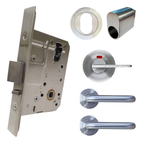 '60mm' Round Rose Mortice Lock KIT6 (INDICATING DA & CYL.) - Inc. Lock, Furniture & Cylinder