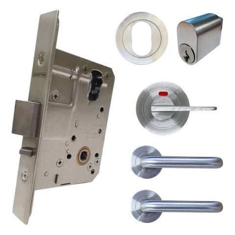 '60mm' Round Rose Mortice Lock KIT6 (INDICATING DA & CYL.) - Inc. Lock, Furniture & Cylinder