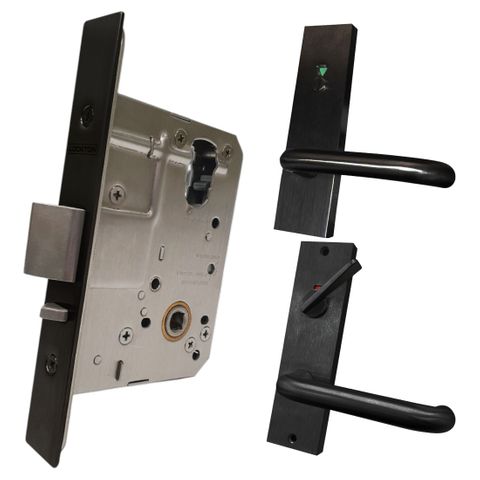 '60mm' Mortice Lock KIT7 (INDICATING DA TOILET) - Inc. Lock & Furniture *Matte Black*