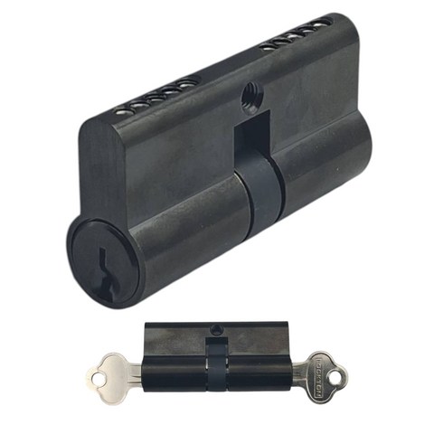 LOCK CYLINDER *Dual Function* DBL EURO FIXED - 5-PIN  *Matte Black* (KD)