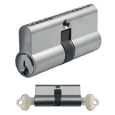 LOCK CYLINDER *Dual Function* DBL EURO FIXED - 5-PIN *Satin Chrome* (KD)