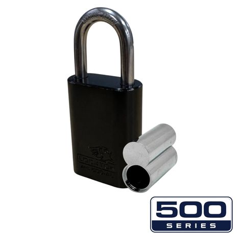'500-SERIES&trade;'  40mm (ALB) PADLOCK *BLACK* - S/STEEL SHKL.