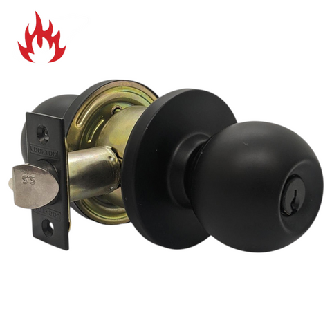 3000 Series' Cylindrical KNOBSET - ENTRANCE (75mm Rose / 60mm BSet) *Matte Black*
