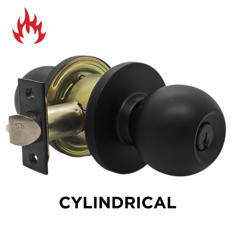 3000 Series' Cylindrical KNOBSET - ENTRANCE (75mm Rose / 70mm BSet) *Matte Black*