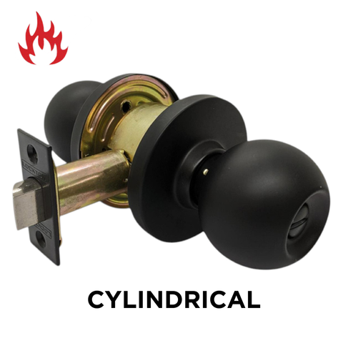 3000 Series' Cylindrical KNOBSET - PRIVACY (75mm Rose / 70mm BSet) *Matte Black*