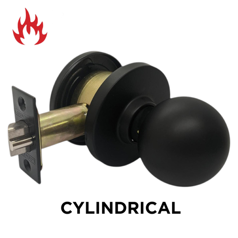 3000 Series' Cylindrical KNOBSET - LATCHING HALF SET (75mm Rose / 70mm BSet) *Matte Black*