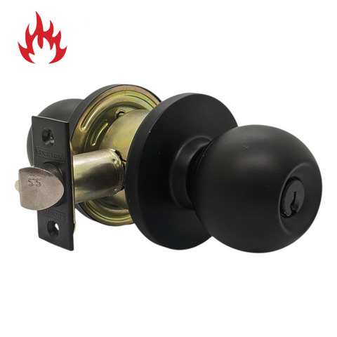 3000 Series' Cylindrical KNOBSET - INSTITUTION SET (75mm Rose / 70mm BSet) *Matte Black*