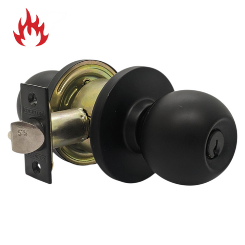 3000 Series' Cylindrical KNOBSET - STOREROOM (75mm Rose / 60mm BSet) *Matte Black*