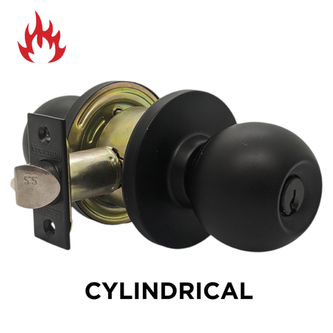 3000 Series' Cylindrical KNOBSET - STOREROOM (75mm Rose / 60mm BSet) *Matte Black*
