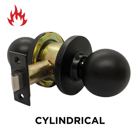 3000 Series' Cylindrical KNOBSET - PASSAGE (75mm Rose / 70mm BSet) *Matte Black*