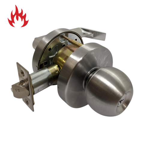'6000 Series' Cylindrical KNOB & LEVER COMBO SET *ENTRANCE* (85mm Rose / 70mm BSet) *Satin Chrome*