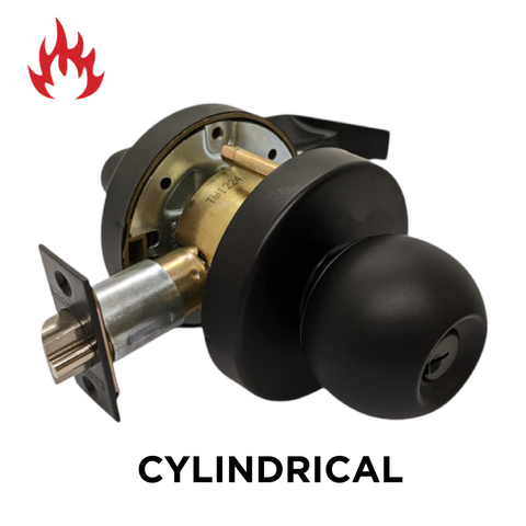 '6000 Series' Cylindrical KNOB & LEVER COMBO SET *ENTRANCE* (85mm Rose / 70mm BSet) *Matte Black*