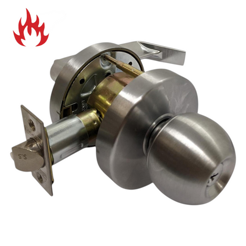 '6000 Series' Cylindrical KNOB & LEVER COMBO SET *CLASSROOM* (85mm Rose / 70mm BSet) *Satin Chrome*