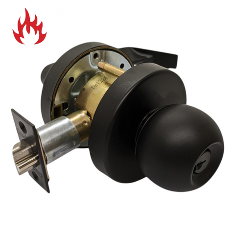 '6000 Series' Cylindrical KNOB & LEVER COMBO SET *CLASSROOM* (85mm Rose / 70mm BSet) *Matte Black*