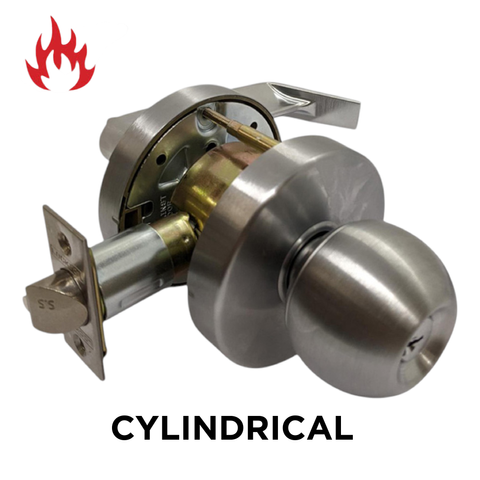 '6000 Series' Cylindrical KNOB & LEVER COMBO SET *STOREROOM* (85mm Rose / 70mm BSet) *Satin Chrome*