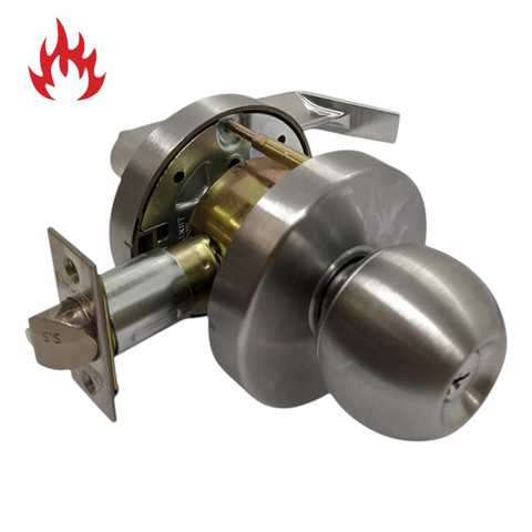 '6000 Series' Cylindrical KNOB & LEVER COMBO SET *STOREROOM* (85mm Rose / 70mm BSet) *Satin Chrome*