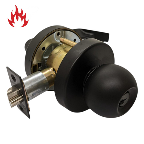 '6000 Series' Cylindrical KNOB & LEVER COMBO SET *STOREROOM* (85mm Rose / 70mm BSet) *Matte Black*