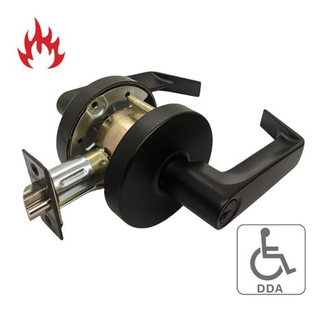 '6000 Series' Cylindrical LEVERSET 'DDA' - ENTRANCE (85mm Rose / 70mm BSet) *Matte Black*