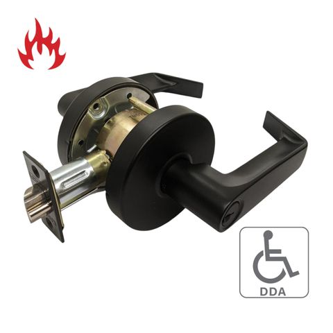 '6000 Series' Cylindrical LEVERSET 'DDA' - DOUBLE CYLINDER SET (85mm Rose / 70mm BSet) *Matte Black*