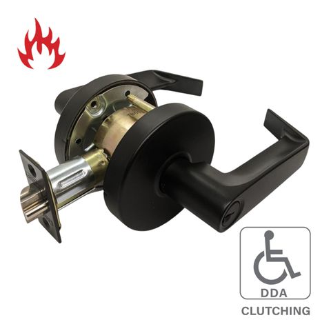 '6000 Series' Cylindrical LEVERSET 'DDA' - CLASSROOM *Clutching* (85mm Rose / 70mm BSet) *Matte Black*