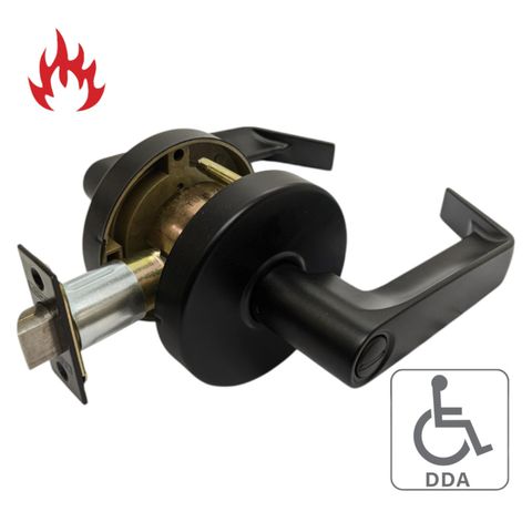 '6000 Series' Cylindrical LEVERSET 'DDA' - PRIVACY (85mm Rose / 70mm BSet) *Matte Black*