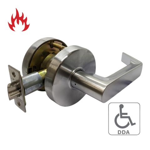 '6000 Series' Cylindrical LEVERSET 'DDA' - LATCHING HALF SET (85mm Rose / 70mm BSet) *Satin Chrome*