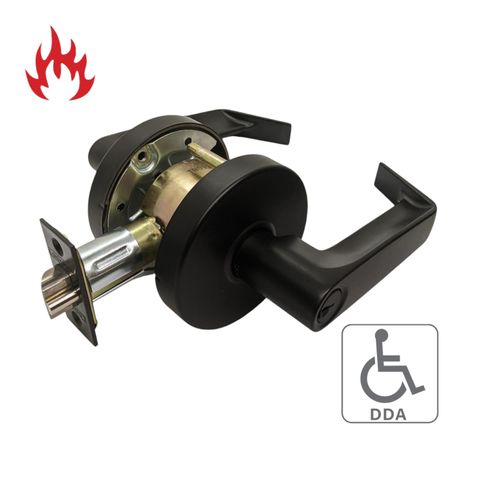 '6000 Series' Cylindrical LEVERSET 'DDA' - INSTITUTION SET (85mm Rose / 70mm BSet) *Matte Black*