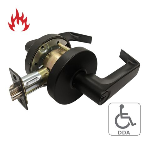 '6000 Series' Cylindrical LEVERSET 'DDA' - STOREROOM (85mm Rose / 70mm BSet) *Matte Black*