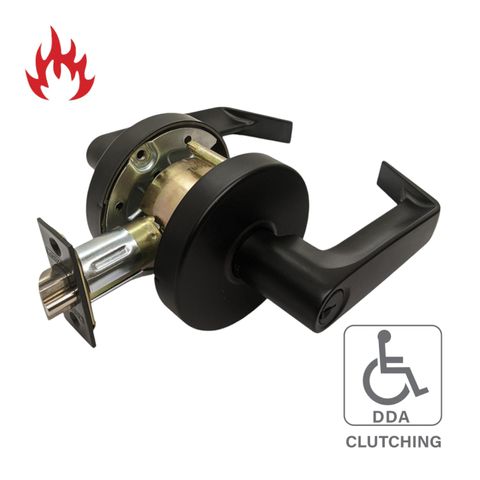 '6000 Series' Cylindrical LEVERSET 'DDA' - STOREROOM *Clutching* (85mm Rose / 70mm BSet) *Matte Black*