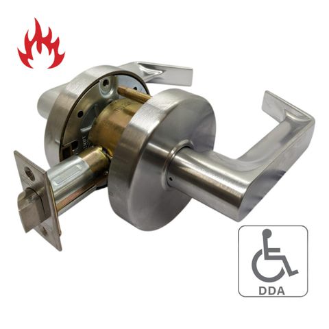 '6000 Series' Cylindrical LEVERSET 'DDA' - PASSAGE (85mm Rose / 70mm BSet) *Satin Chrome*