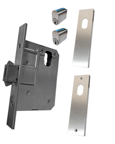 60mm SLIDING Mortice Lock KIT4 (DOUBLE CYL.) - Inc. Lock, Furniture & Cylinders