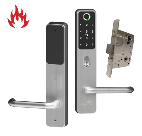 'E-Series' CADELL52 Commercial & Domestic Electronic Lever Lock KIT *Satin Stainless Steel* - Incl. 60mm Mortice Lock (Art. SG-ML60)