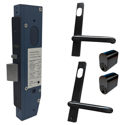 30mm Mortice Lock KIT4 (DOUBLE CYL.) - Inc. Lock, Furniture & Cylinders *Matte Black*