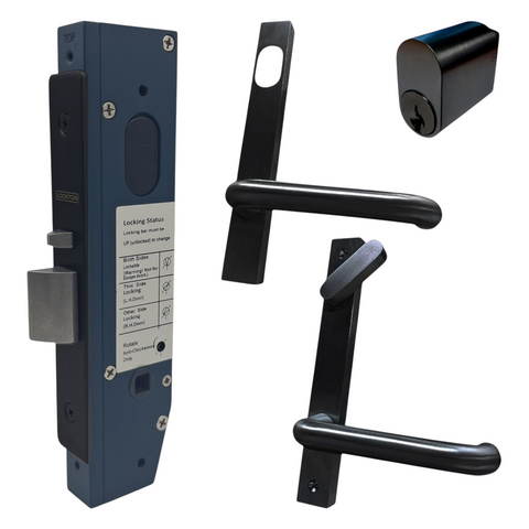 30mm Mortice Lock KIT5 (DISABILITY) - Inc. Lock, Furniture & Cylinder *Matte Black*