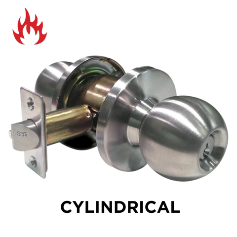 '3000 Series' Cylindrical KNOBSET - CLASSROOM (75mm Rose / 70mm BSet) *Satin Stainless Steel*