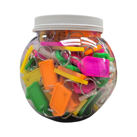 KEY TAG BARREL - Asst. FLURO COLOURS - 140 KEY TAGS