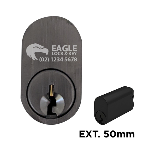 OVAL (570) CYL. 50mm Extend. (BOX OF 10) *Matte Black* - Laser Engraved