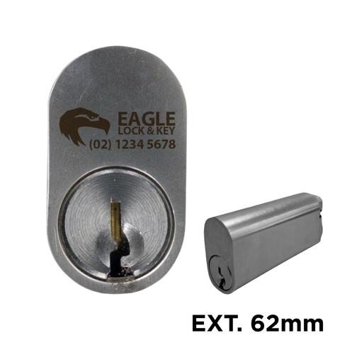 OVAL (570) CYL. 62mm Extend. (BOX OF 10) *Satin Chrome* - Laser Engraved
