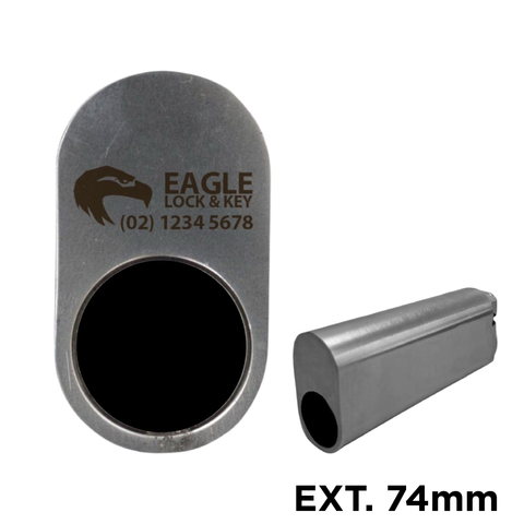 OVAL (570) CYL. 74mm Extend. (BOX OF 10) *Satin Chrome* - Laser Engraved