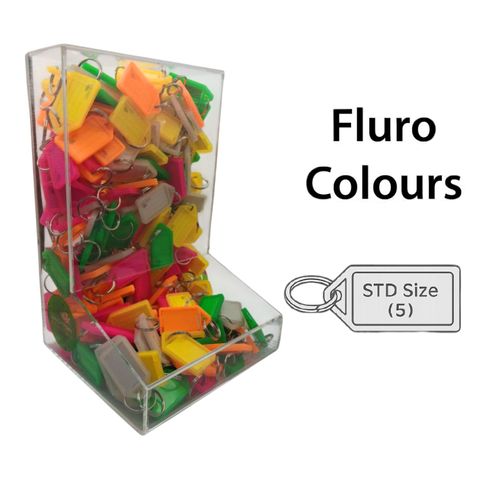 'Hopper' KEY TAGS - FLURO Colours - 420 Tags *PERSPEX HOPPER*