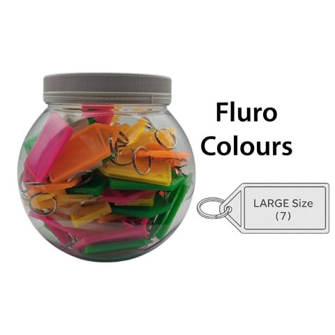 'Barrel' *Large* KEY TAGS - FLURO Colours - 70 Tags