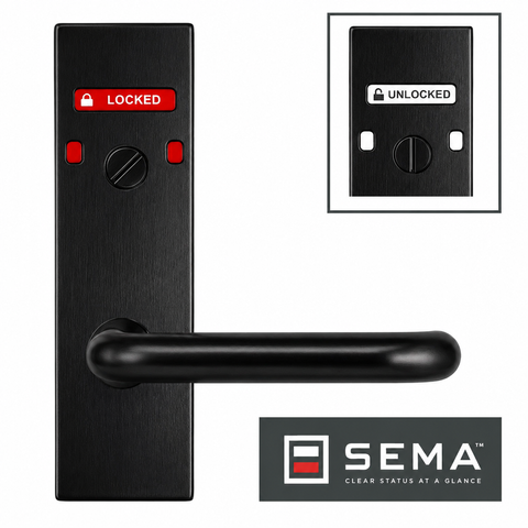 'SEMA&trade;' Wide (SQ END) External *Locked/Unlocked Ind.* Emerg. Turn & Lever *BLACK*