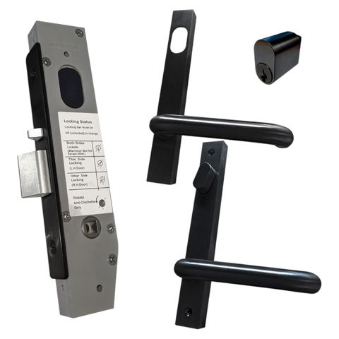 23mm Mortice Lock KIT2 (ENTRANCE) - Inc. Lock, Furniture & Cylinder *Matte Black*