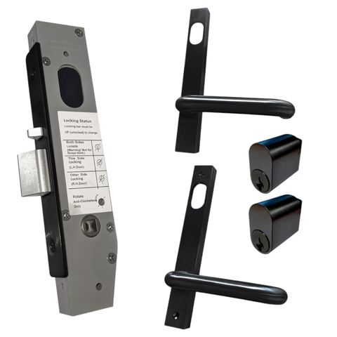23mm Mortice Lock KIT4 (DOUBLE CYL.) - Inc. Lock, Furniture & Cylinders *Matte Black*