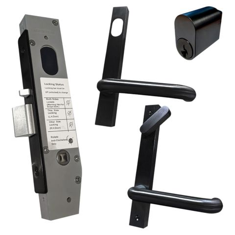 23mm Mortice Lock KIT5 (DISABILITY) - Inc. Lock, Furniture & Cylinder *Matte Black*