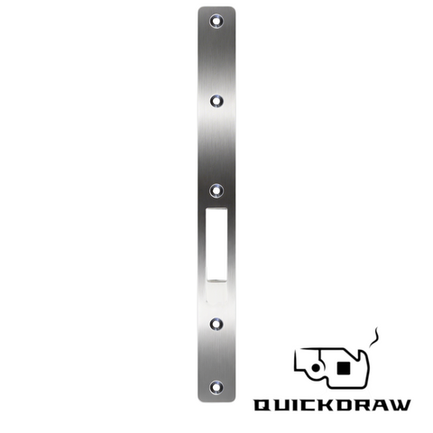 'QuickDraw' Extended (for TIMBER) FACE PLATE (590ML-QD-22) - 222mm Long *Stainless Steel*