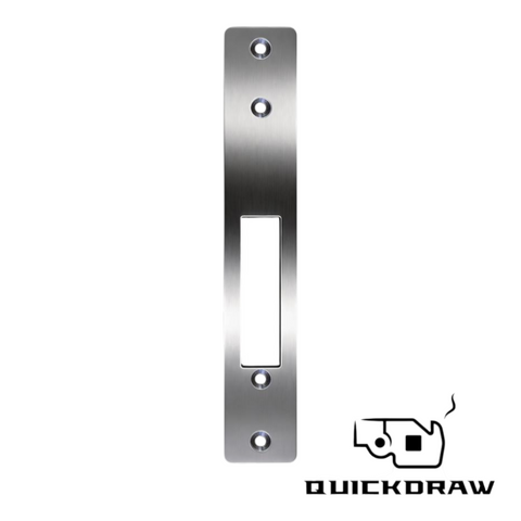 'QuickDraw' Extended (for TIMBER) STRIKE PLATE (590ML-QD-28HKB) - 183mm Long *Stainless Steel*