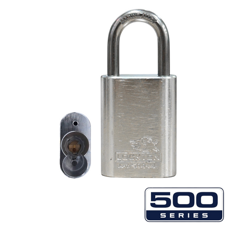 '500-SERIES&trade;'  40mm (ALC) PADLOCK *SILVER* - S/STEEL SHKL.