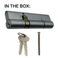 'EUROSPAN-6&trade;' CYLINDER *OFFSET* (35mm/75mm) DBL EURO FIXED 6-Pin *Satin Chrome* (KA)